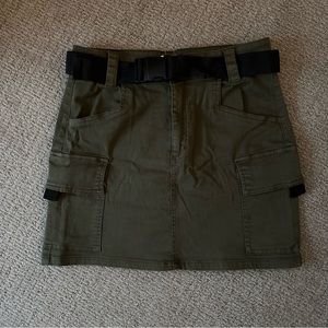 Garage Mini Cargo Skirt with Attached Belt